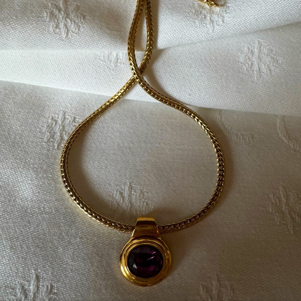 Gold and Purple Necklace with Pendant